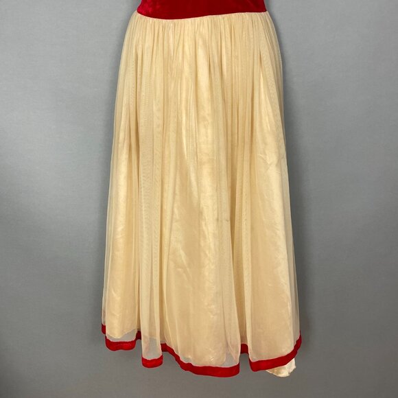 Beaded Dress Velvet Girls Maxi Red Cream Halter Tank Dance‎ Detailed FLAWS - Picture 3 of 16